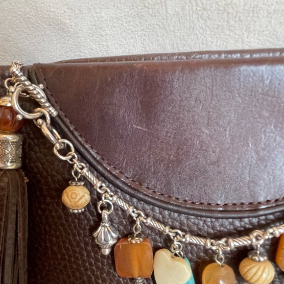 BRIGHTON Small Brown Pebbled Leather Bag with Detachable Charm Bracelet - Picture 7 of 16